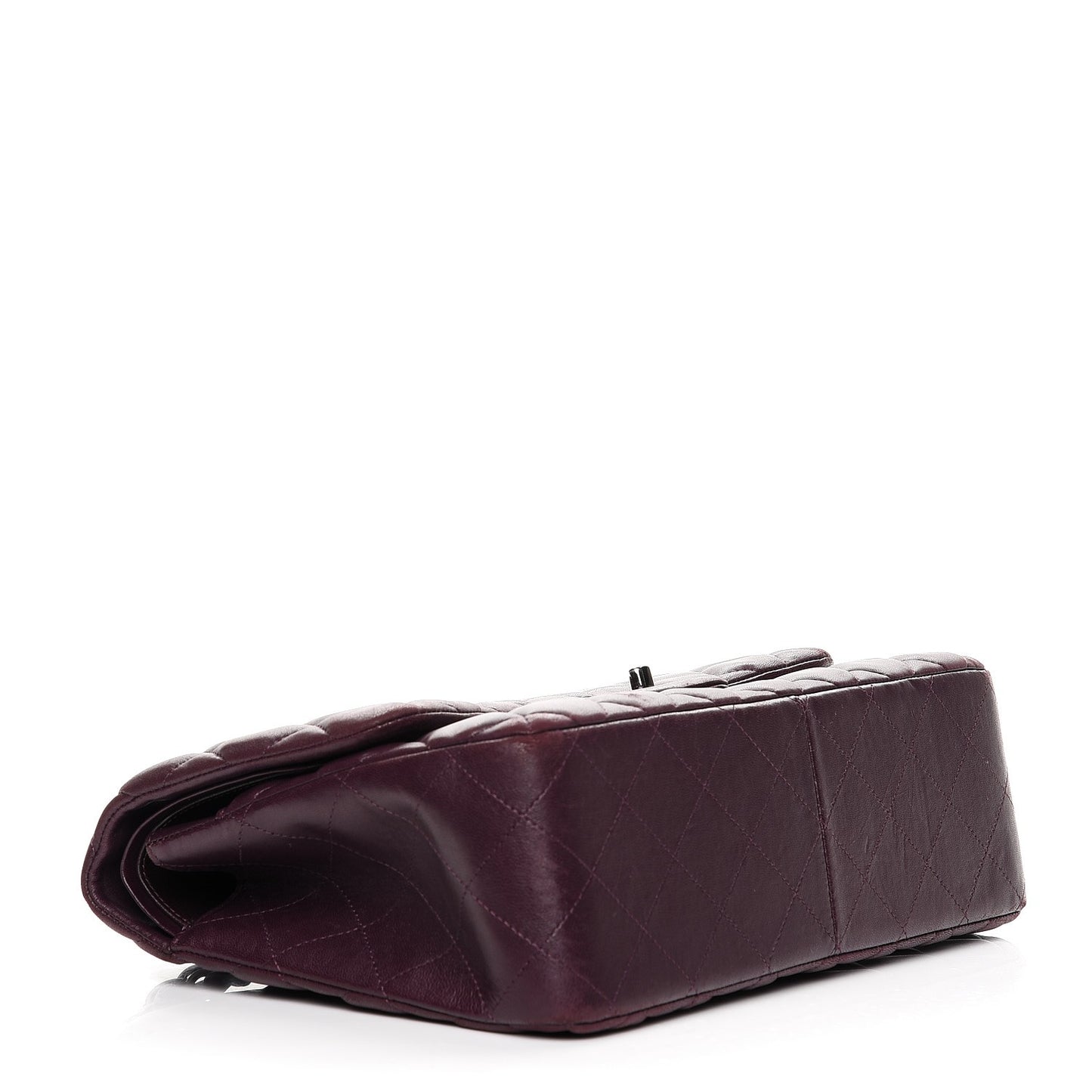 Lambskin Quilted Jumbo Double Flap Dark Purple