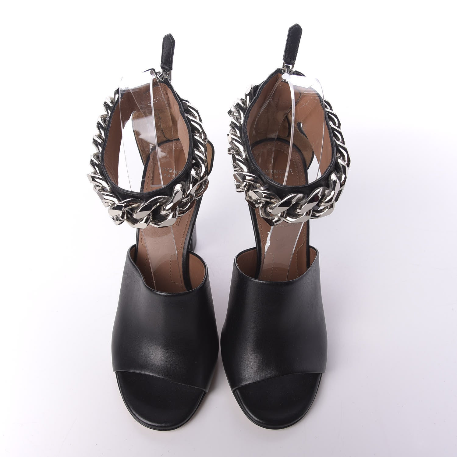 Givenchy Lambskin Ankle Chain Platform Sandals 37 Black 5 of 9