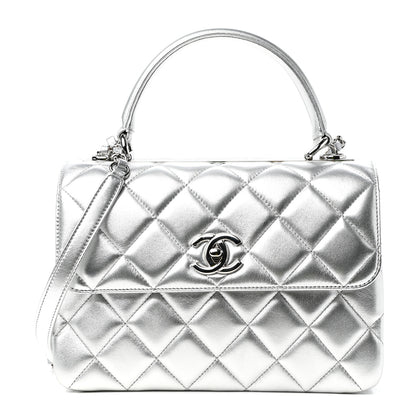 Chanel Metallic Lambskin Quilted Small Trendy CC Flap Dual Handle Bag Silver 1 of 10