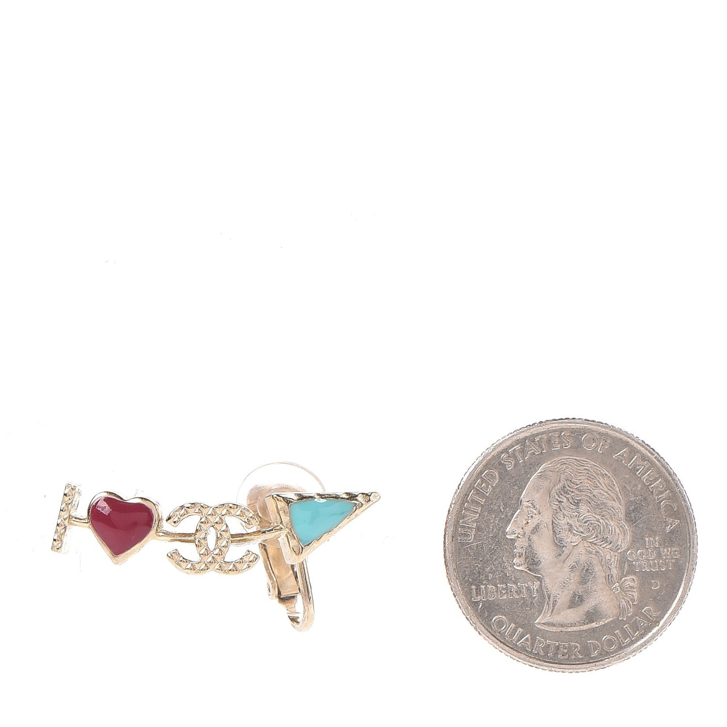 Enamel I Heart CC Earrings Gold