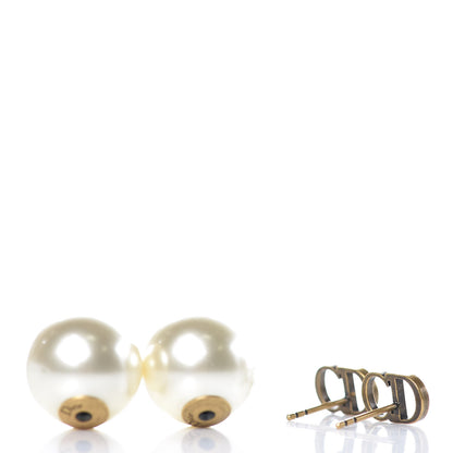 Christian Dior Pearl Mise En Dior Logo Tribal Earrings 4 of 5