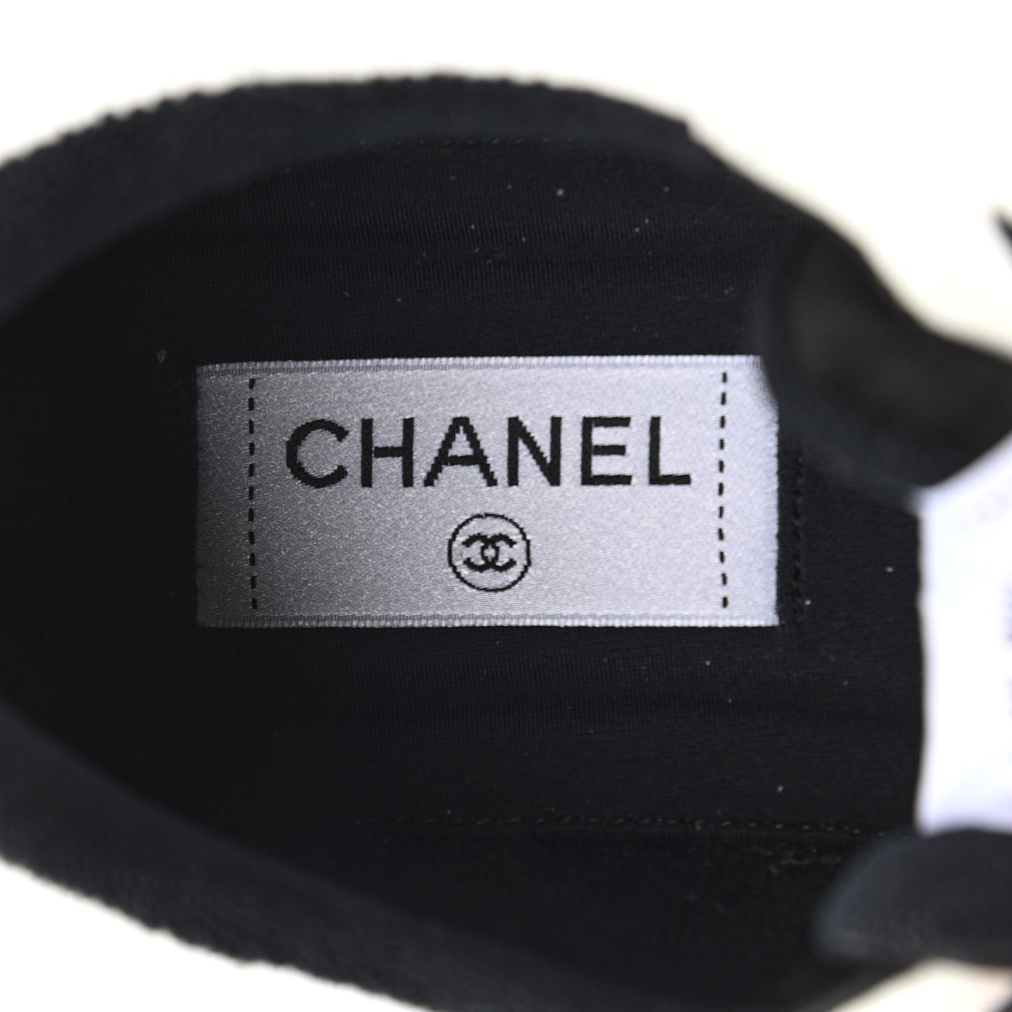 Grained Calfskin Fabric Womens Logo Sneakers 38.5 White Black