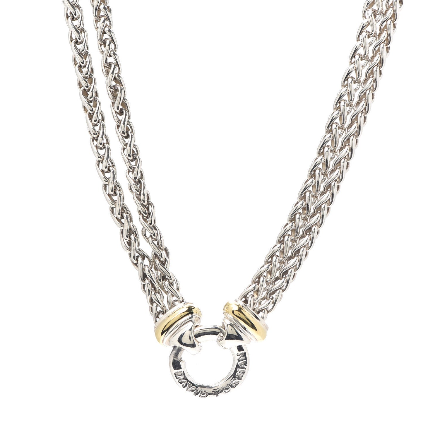 Sterling Silver 18K Yellow Gold 8mm Double Wheat Chain Necklace