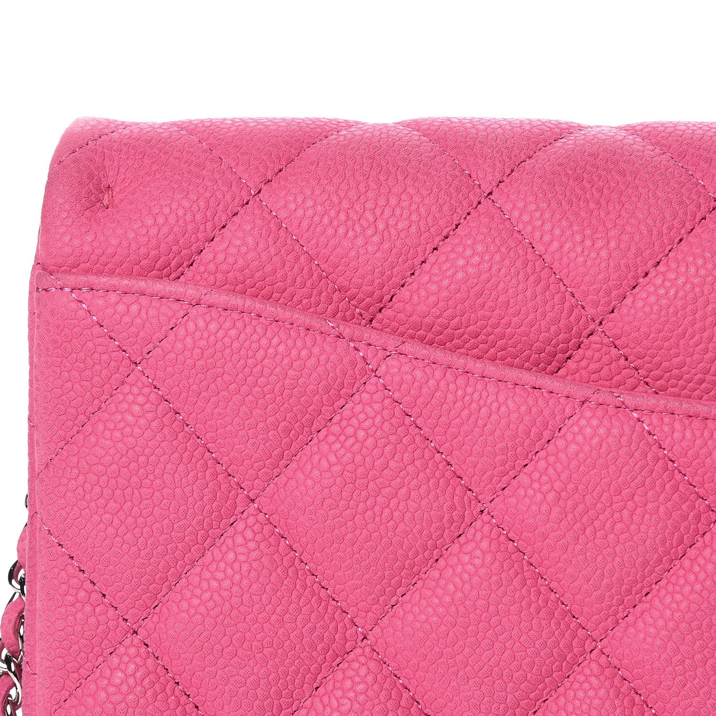 Iridescent Caviar Clutch with Chain Flap Pink