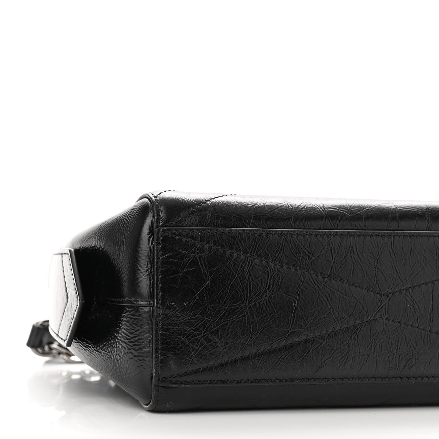 Creased Patent Calfskin Small ID Flap Black