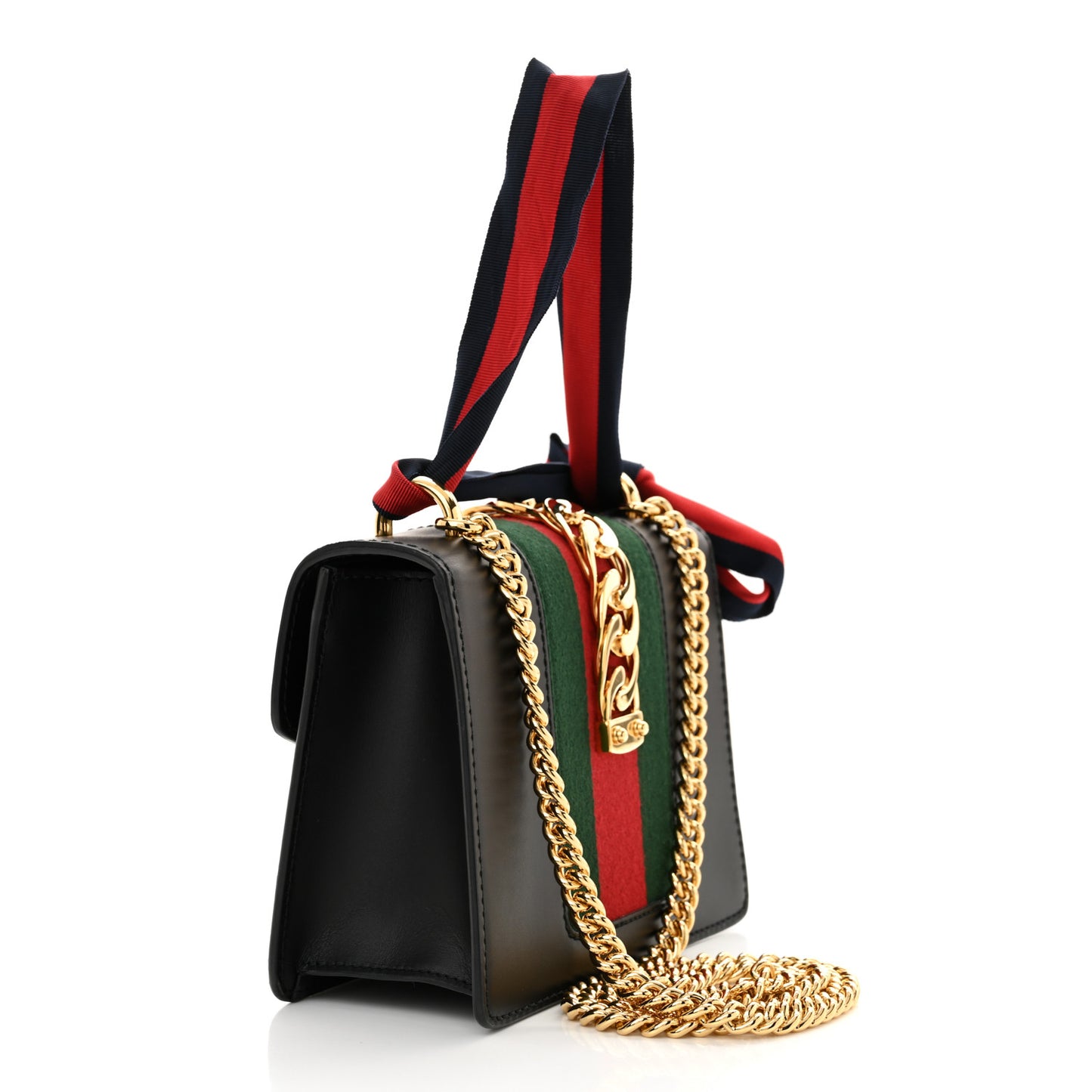 Calfskin Mini Sylvie Chain Shoulder Bag Black