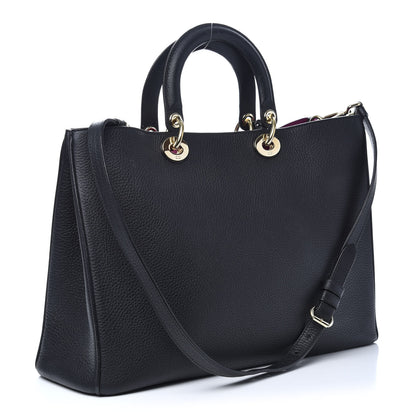 Christian Dior Bullcalf Large Diorissimo Tote Black Rose Indien 4 of 10