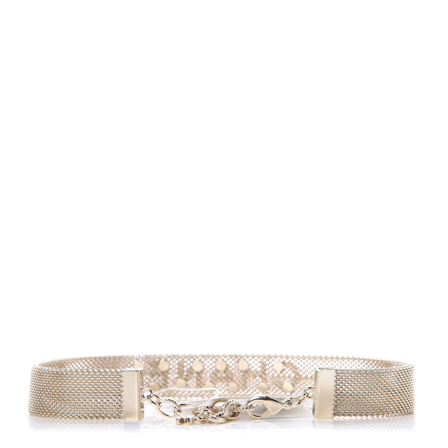 Chanel Mesh Ribbon Choker Necklace Gold 3 of 5