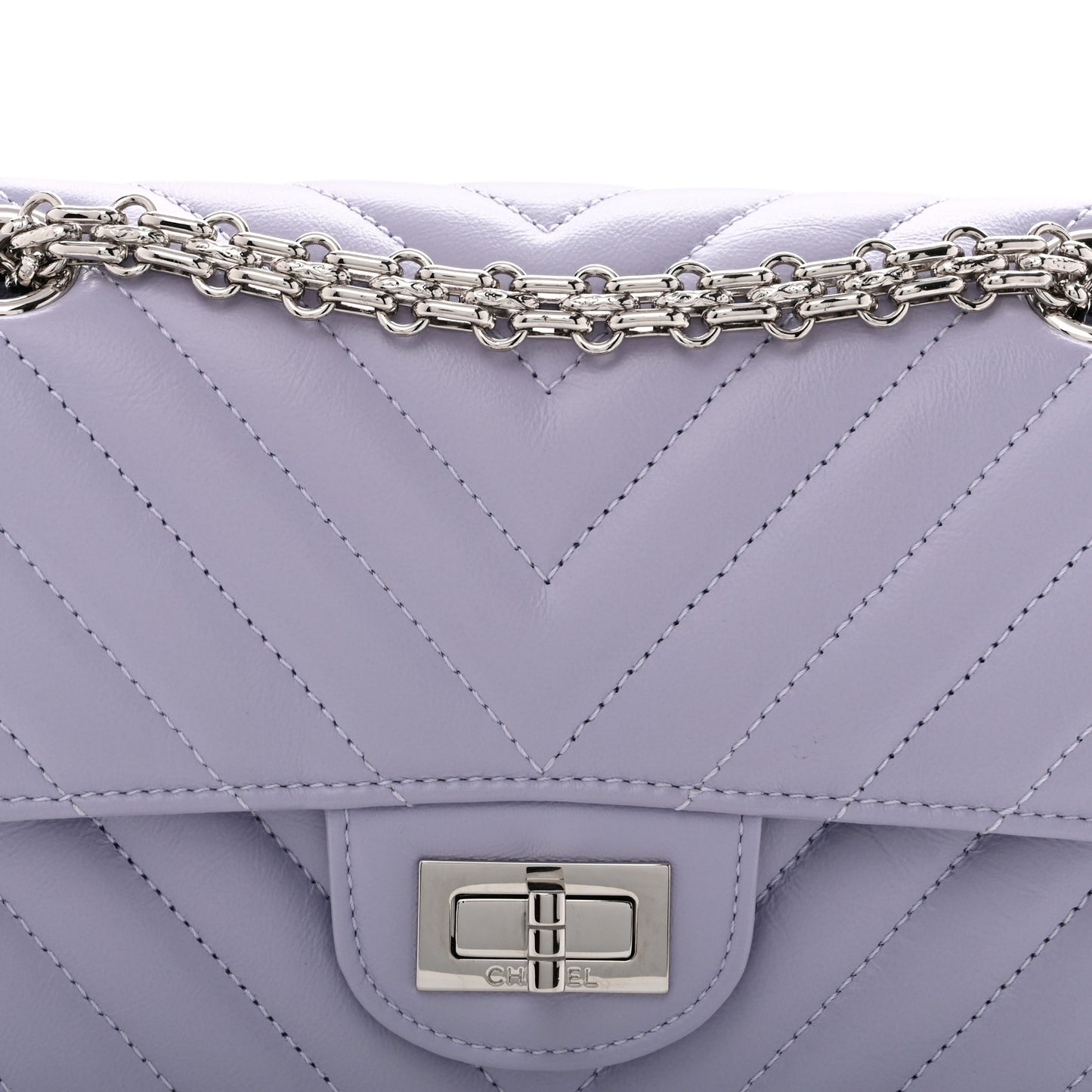 Aged Calfskin Chevron Quilted 2.55 Reissue Mini Flap Light Purple