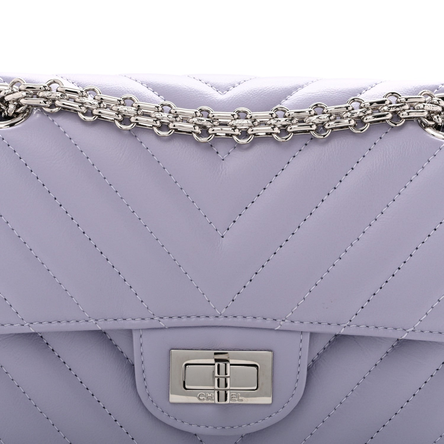 Chanel Aged Calfskin Chevron Quilted 2.55 Reissue Mini Flap Light Purple 7 of 10