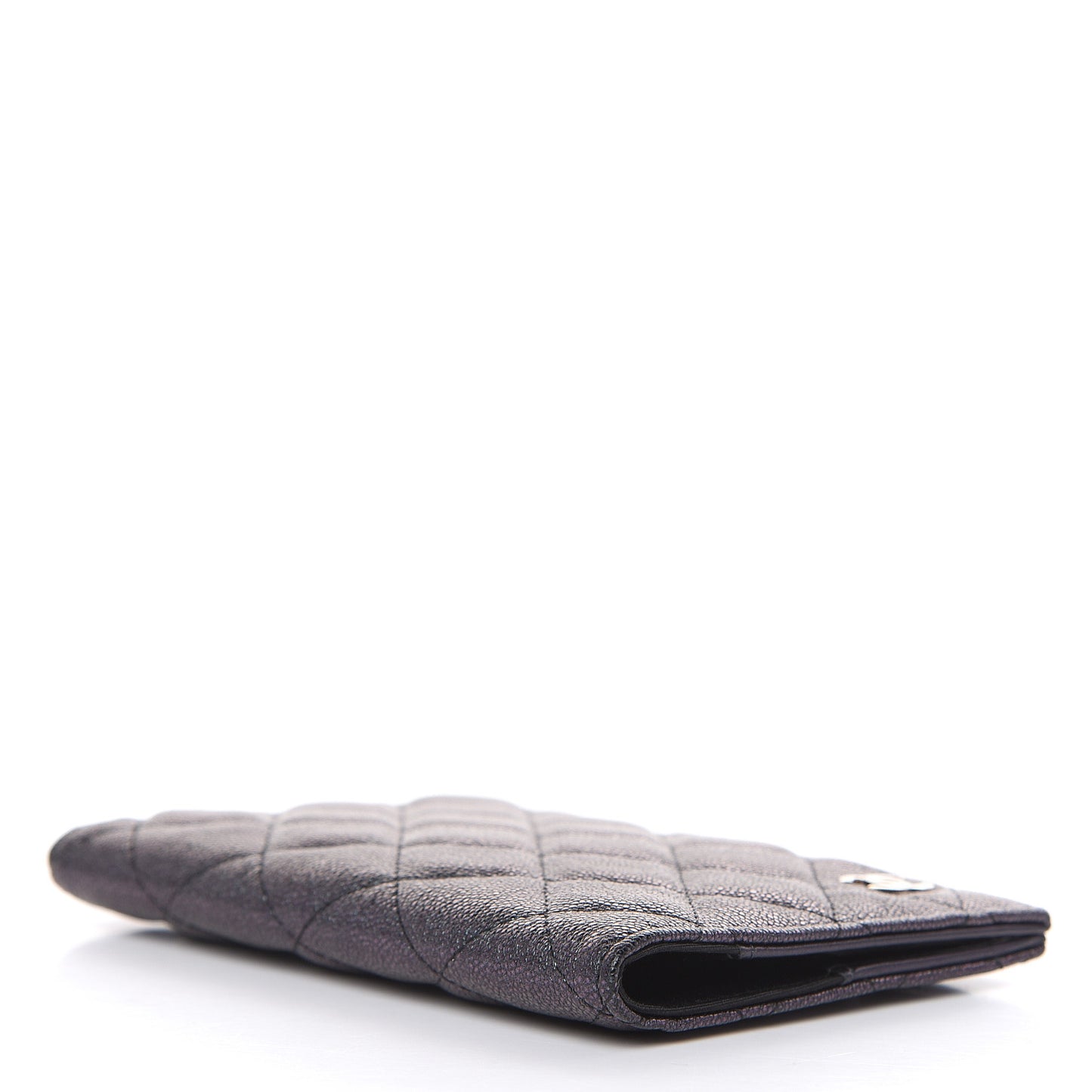 Iridescent Caviar Quilted Passport Holder Black