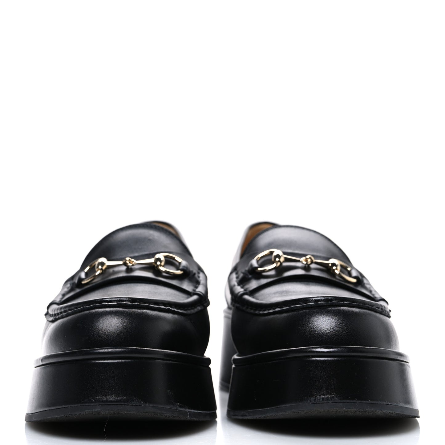 Kama Calfskin Horsebit Womens Wedge Platform Loafers 40.5 Black