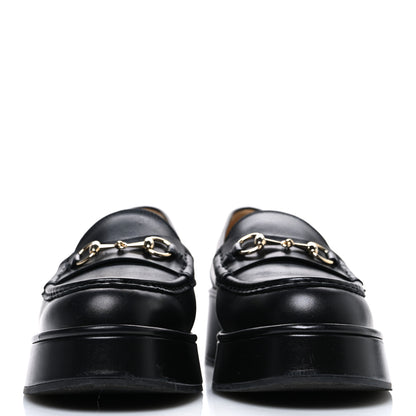 Gucci Kama Calfskin Horsebit Womens Wedge Platform Loafers 40.5 Black 3 of 11