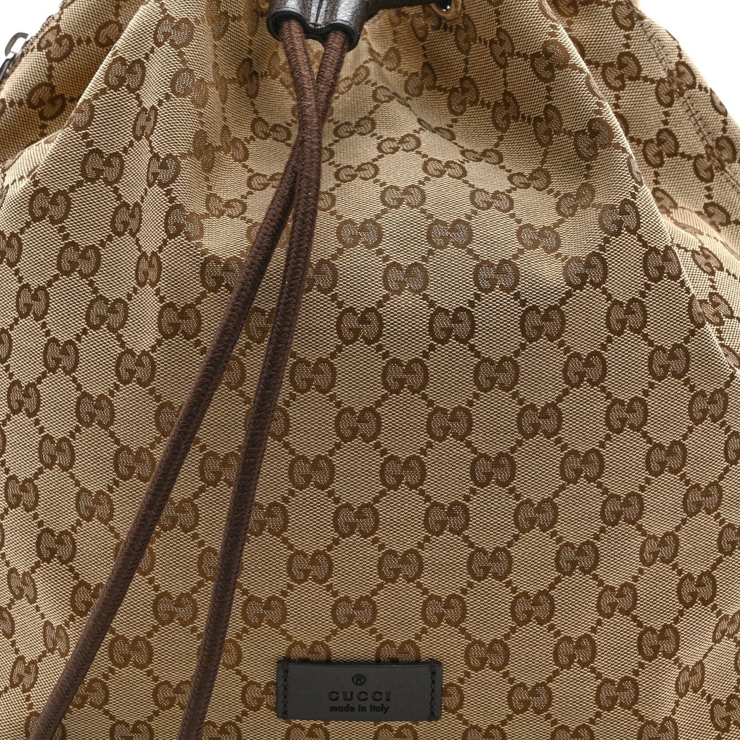 Monogram Dollar Calfskin O Drawstring Backpack Beige Ebony Testa di Moro Dark Chocolate