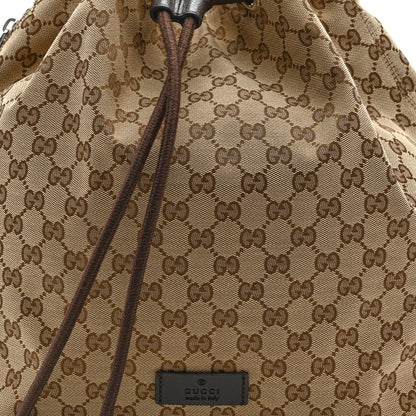Gucci Monogram Dollar Calfskin O Drawstring Backpack Beige Ebony Testa di Moro Dark Chocolate 9 of 11