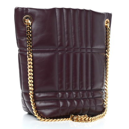 Burberry Lambskin Quilted Small Lola Bucket Bag Deep Maroon 3 of 9