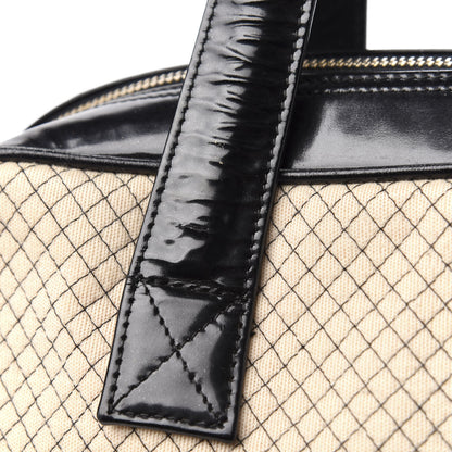 Chanel Patent Jersey Quilted Bowler Ivory Black 12 of 12