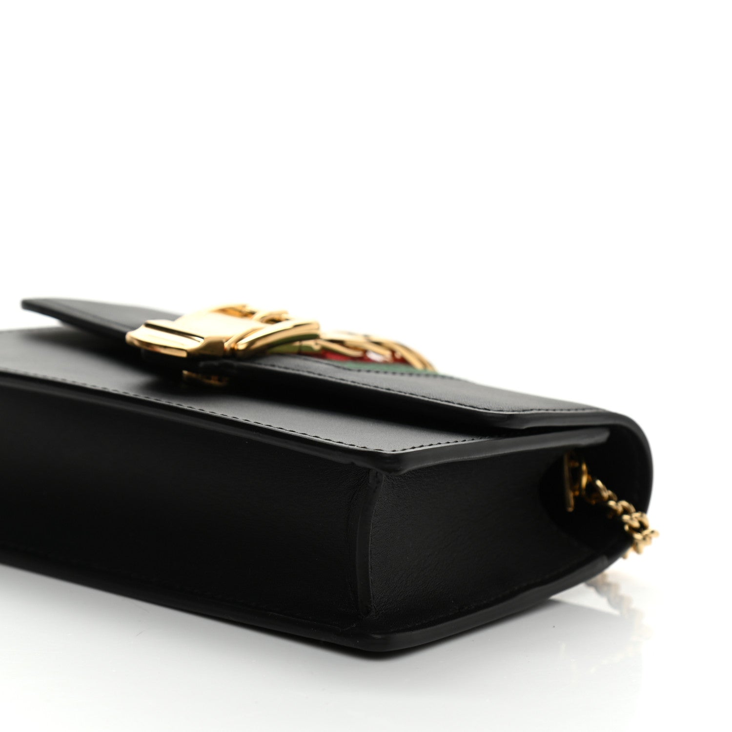 Gucci Calfskin Super Mini Sylvie Chain Shoulder Bag Black 9 of 10