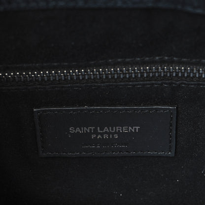 Saint Laurent Crinkled Calfskin Matelasse Monogram Medium Niki Shopper Tote Deep Marine 6 of 10