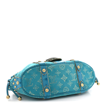 Louis Vuitton Monogram Suede Ostrich Theda GM Turquoise 4 of 10