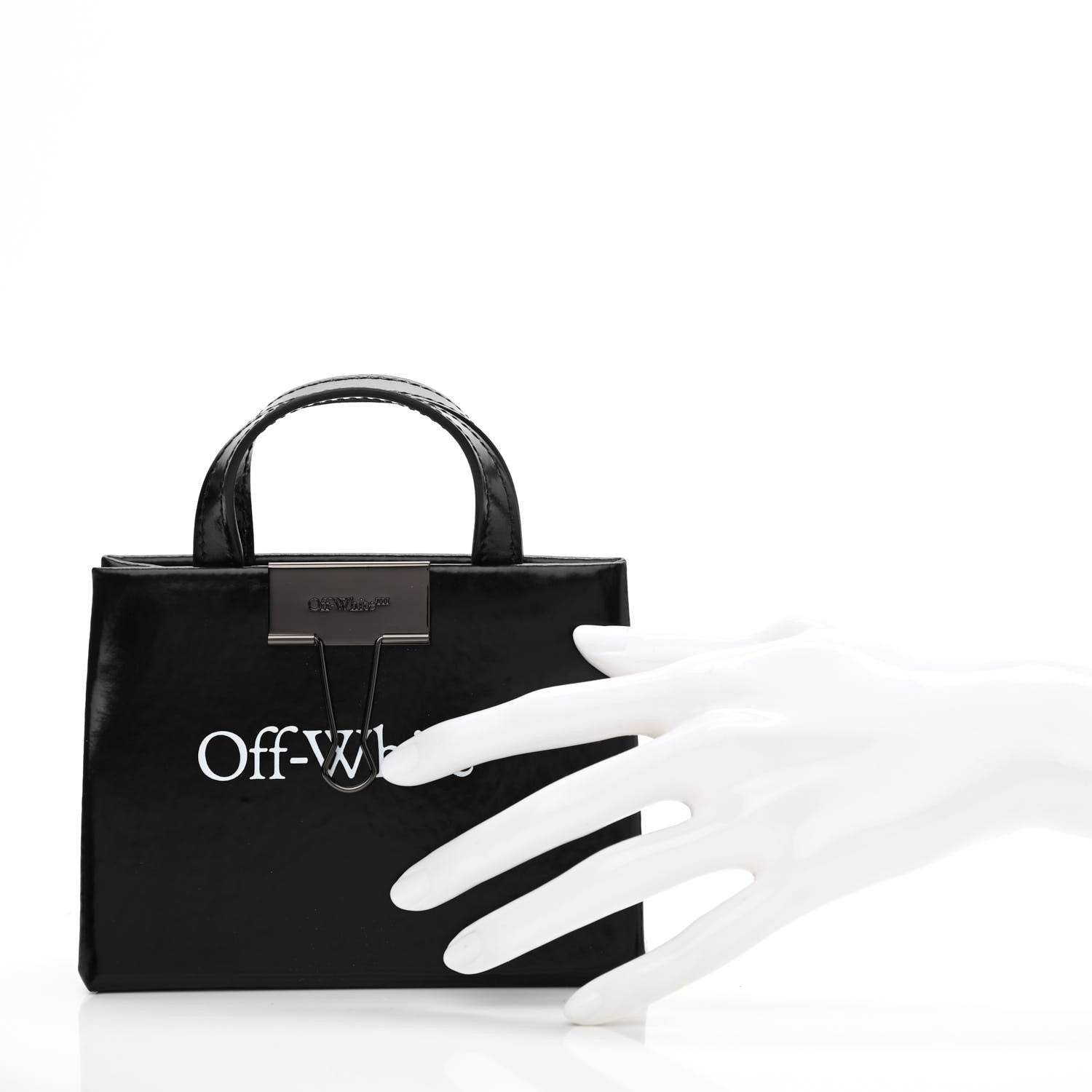 Off-White Patent Calfskin Mini Logo Box Bag Black 2 of 8