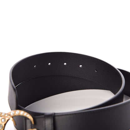 Gucci Moon Calfskin Pearl Double G 40mm Belt 95 38 Black Cream 5 of 6