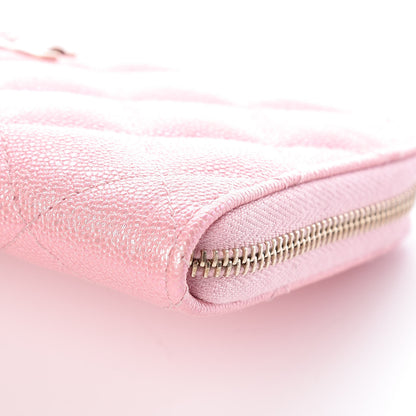 Chanel Iridescent Caviar Quilted Medium Zip Around Wallet Pink 12 of 14