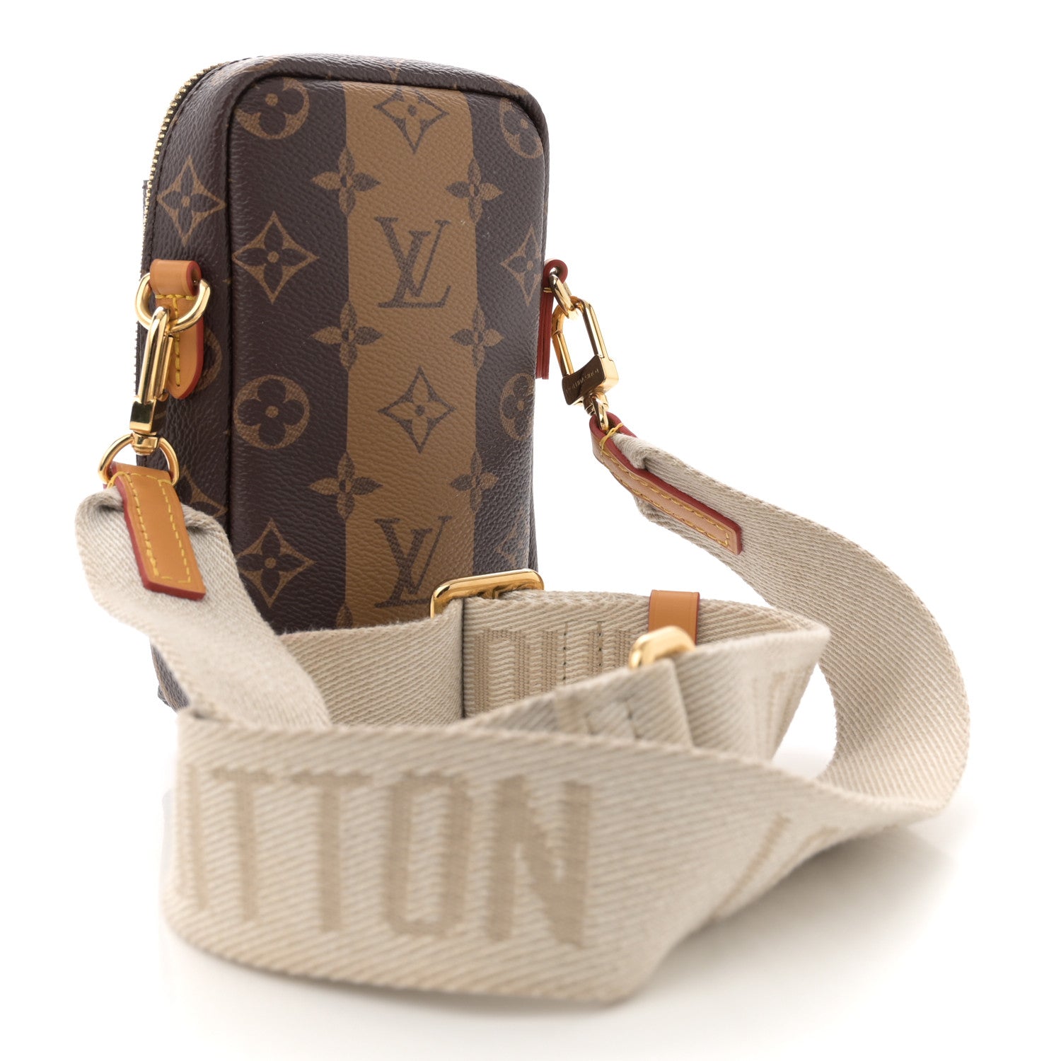 X Vuitton Louis ダブルフォンポーチ Vuitton Louis NIGO Pouch Phone Double Flat Monogram Reverse バッグ