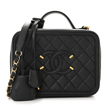 Chanel Caviar Quilted Medium CC Filigree Vanity Case Black 1 of 12