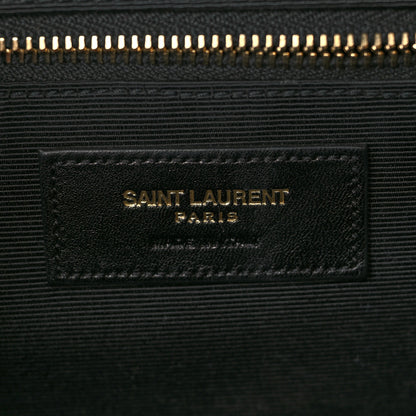 Saint Laurent Grain De Poudre Matelasse Chevron Large Monogram Satchel Black 6 of 9
