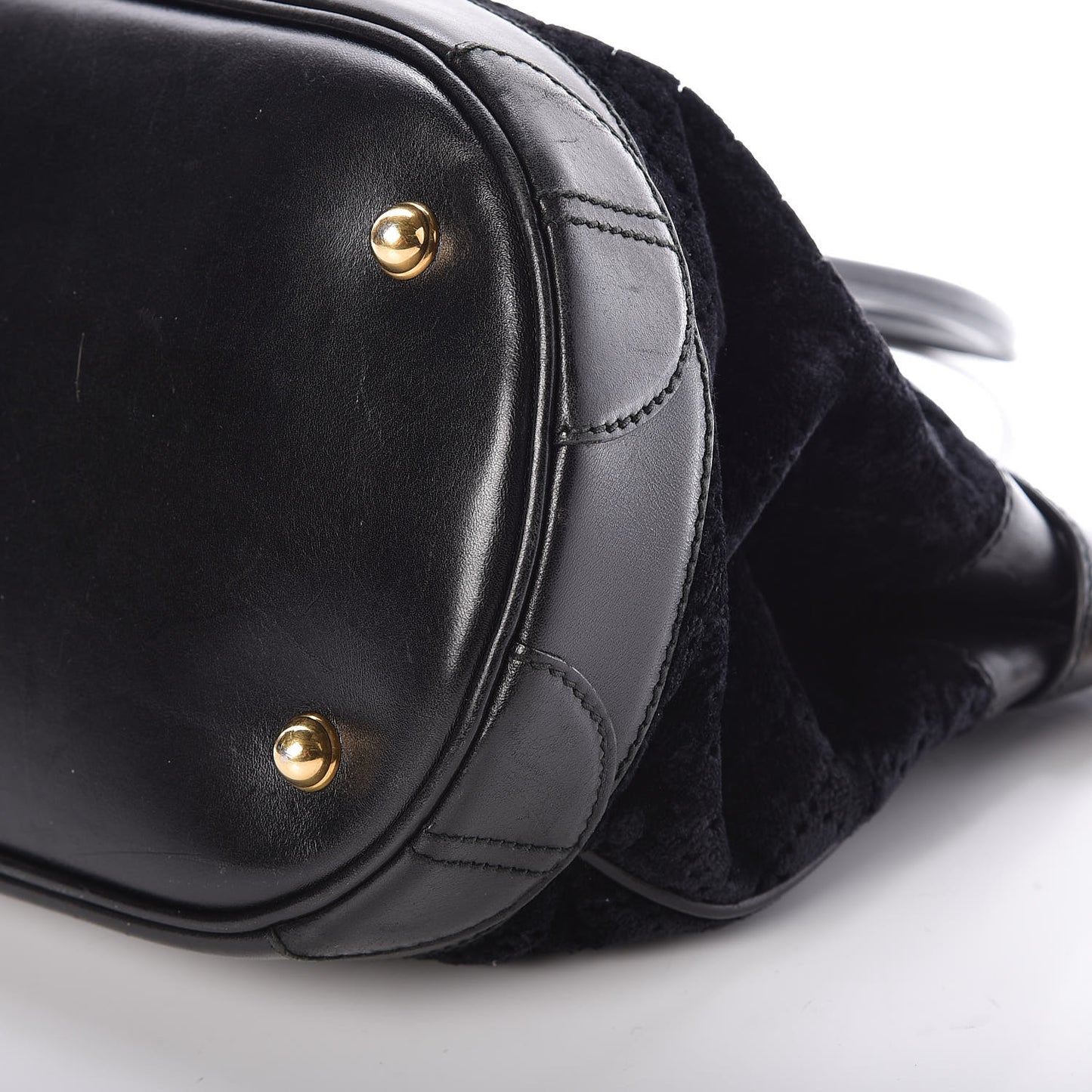 Diamante Velvet Calfskin Web Secret Top Handle Satchel Black