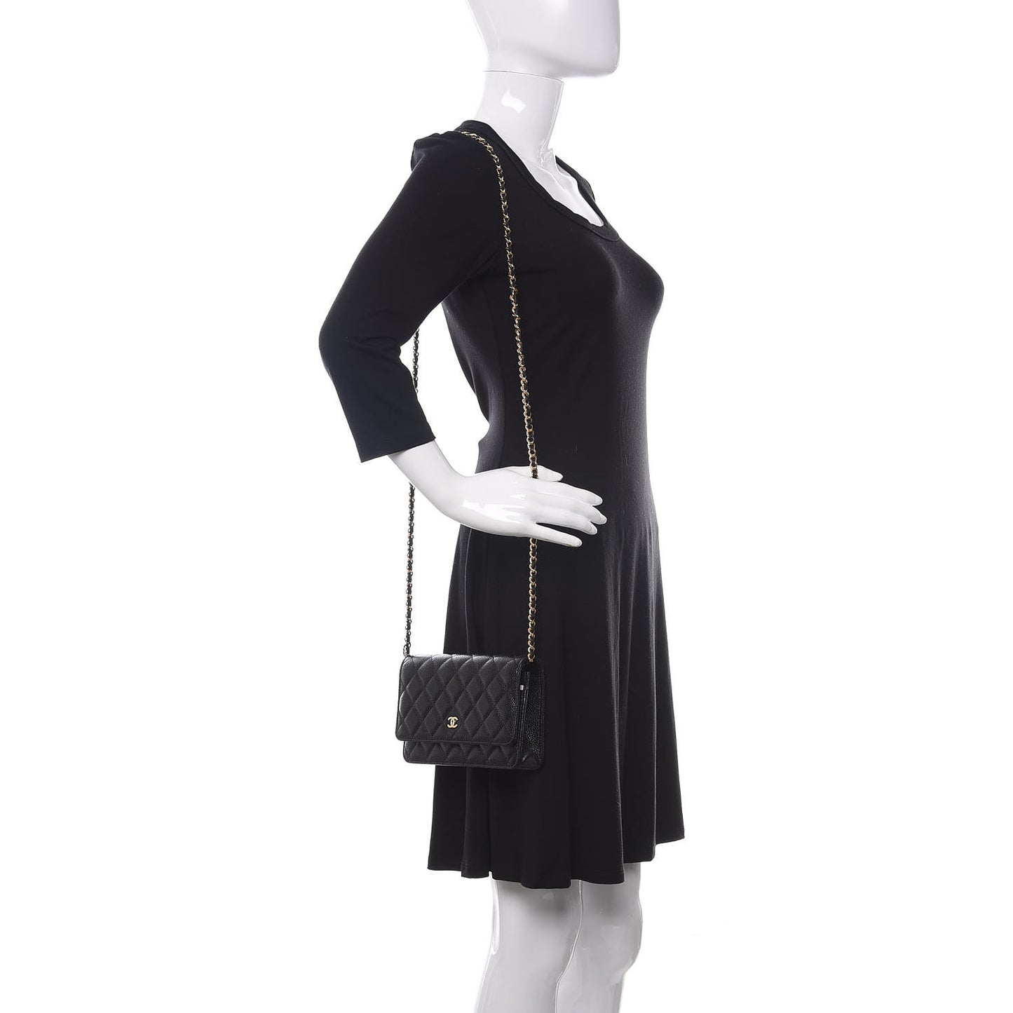 Caviar Quilted Wallet On Chain WOC Black