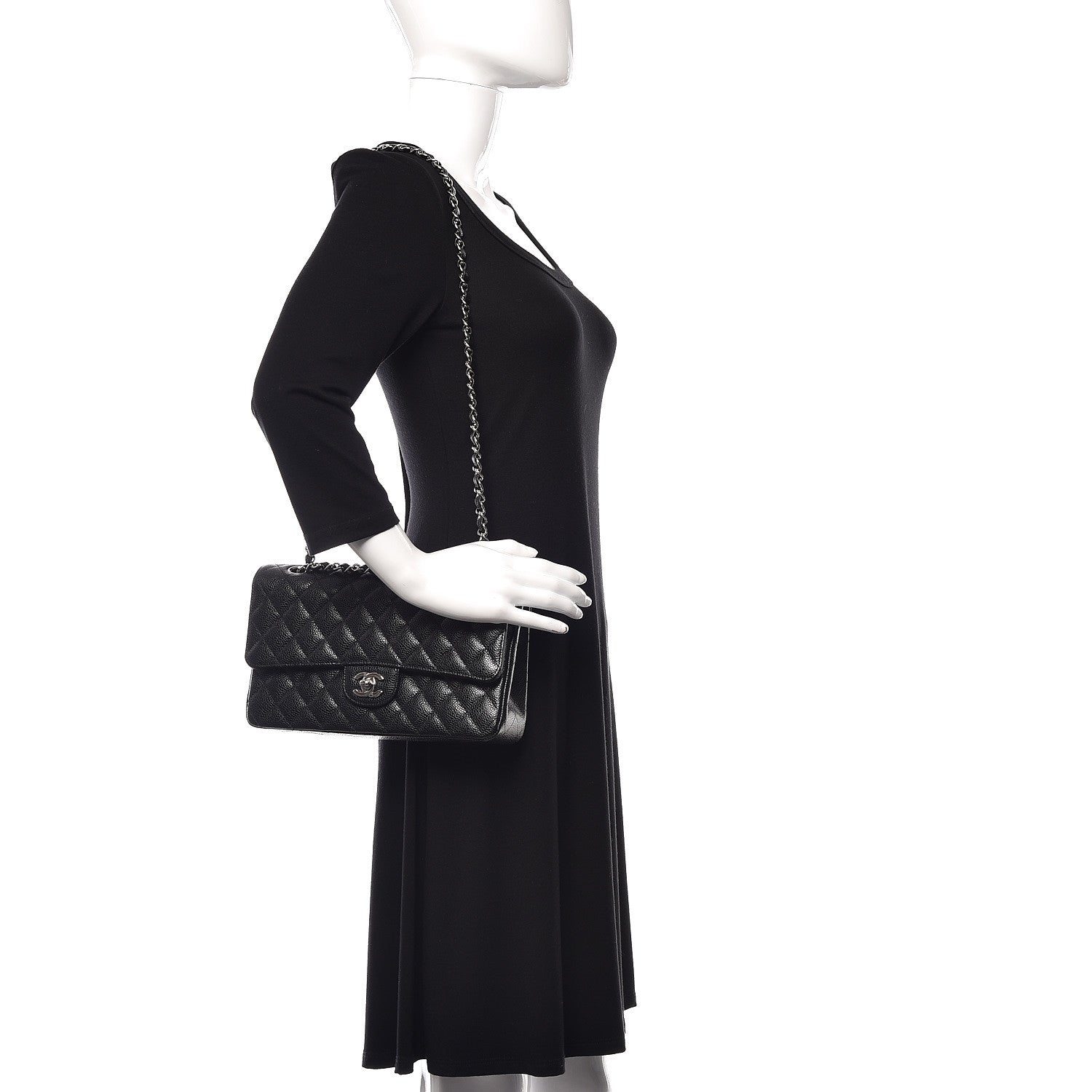 Chanel Caviar Quilted Medium Double Flap Black 2 of 11