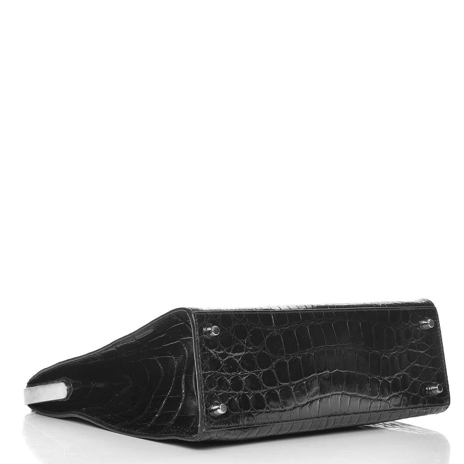 Prada Shiny Crocodile Framed Bag Black 4 of 12