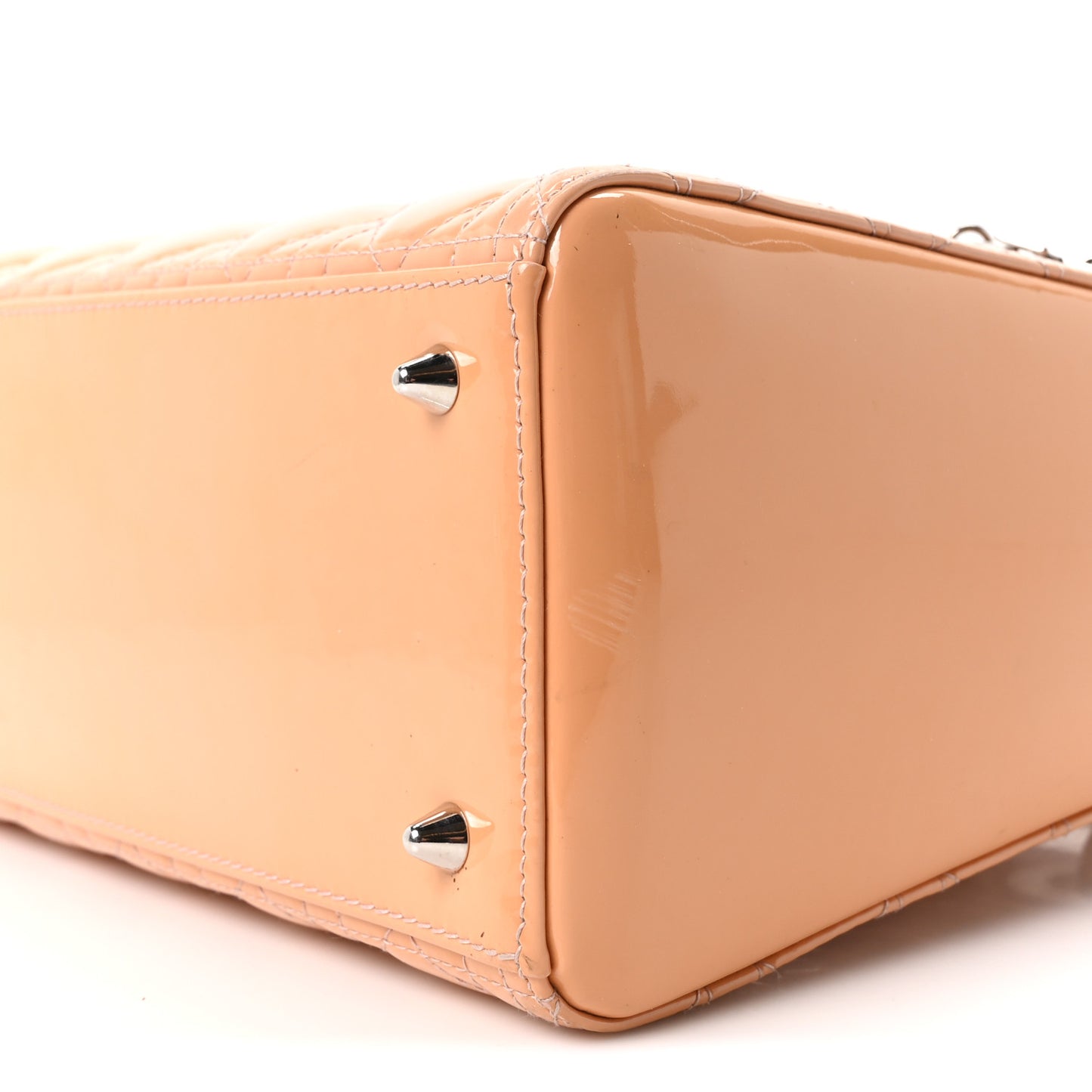Patent Cannage Medium Lady Dior Beige
