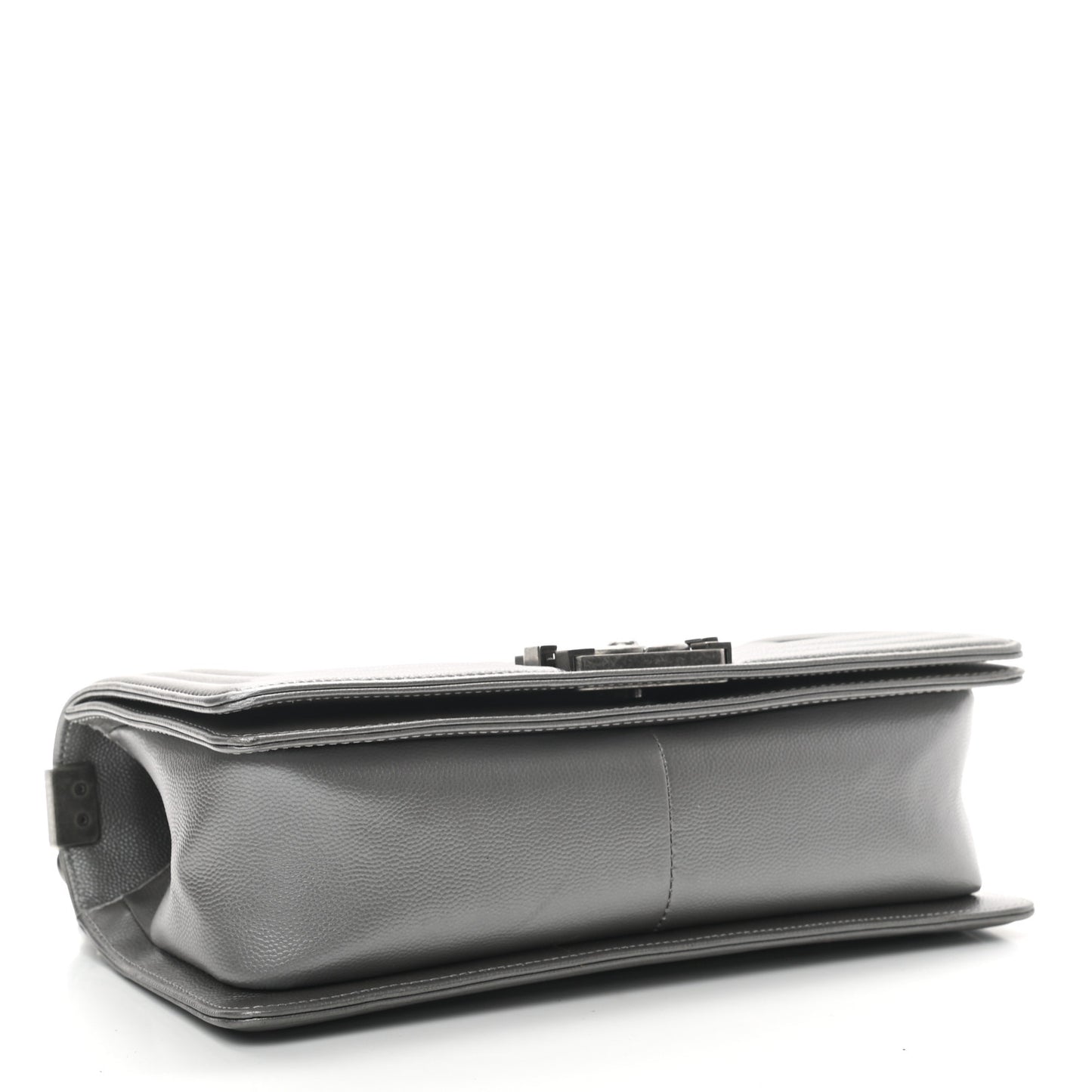 Metallic Caviar Quilted Medium Boy Flap Silver