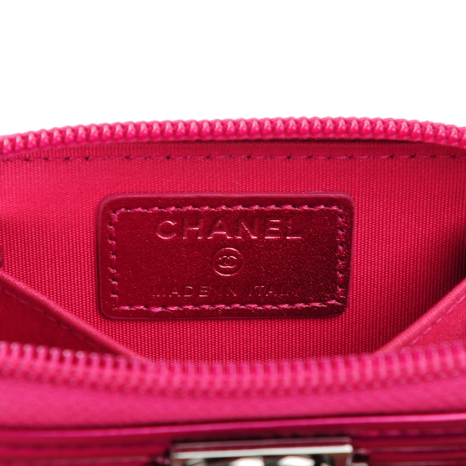 Chanel Patent Quilted Zip Around Boy Coin Purse Wallet Fuchsia 6 of 7