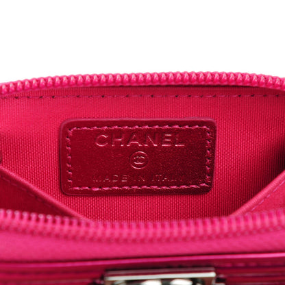 Chanel Patent Quilted Zip Around Boy Coin Purse Wallet Fuchsia 6 of 7