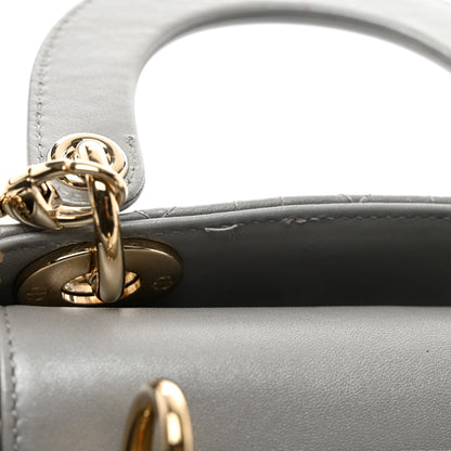 Christian Dior Lambskin Cannage Mini Lady Dior Gray Opaline 10 of 10