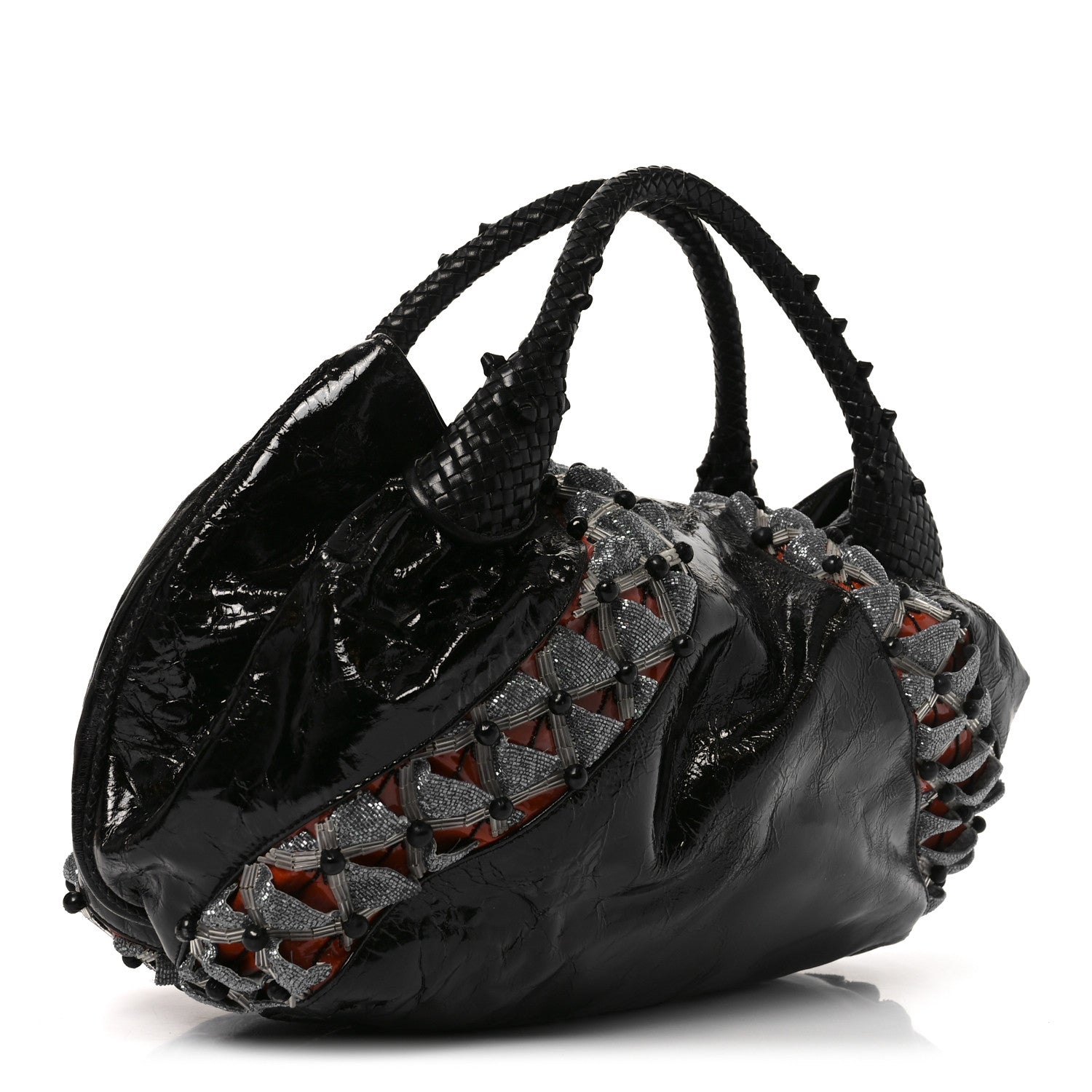 Fendi Crinkled Lambskin Embroidered Spy Black Multicolor 3 of 11
