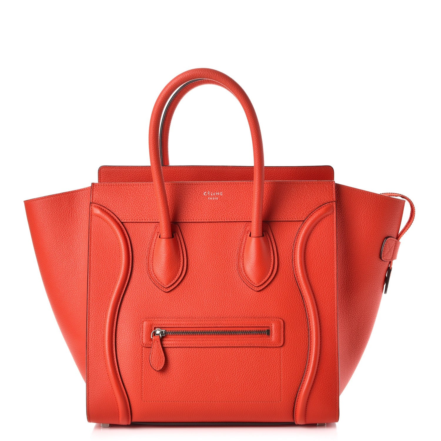 Celine Drummed Calfskin Mini Luggage Vermillion 1 of 7