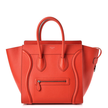 Celine Drummed Calfskin Mini Luggage Vermillion 1 of 7