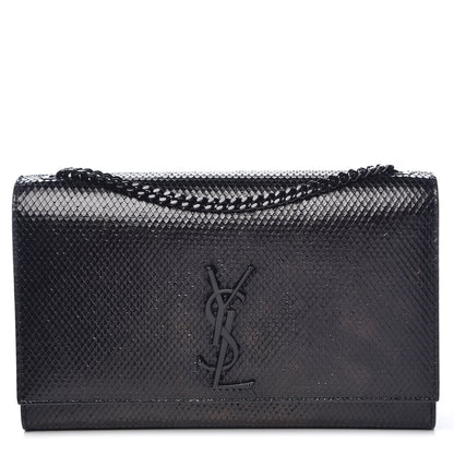 Saint Laurent Calfskin Snakeskin Effect Medium Classic Monogram Kate Satchel Black 1 of 7