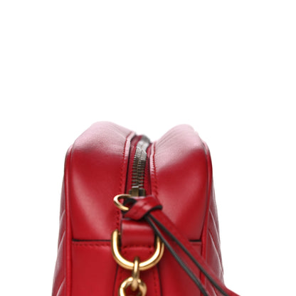 Gucci Calfskin Matelasse Small GG Marmont Chain Shoulder Bag Hibiscus Red 24 of 38