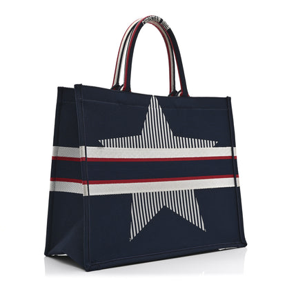 Christian Dior Canvas Embroidered Large Dioralps Book Tote Blue 3 of 10