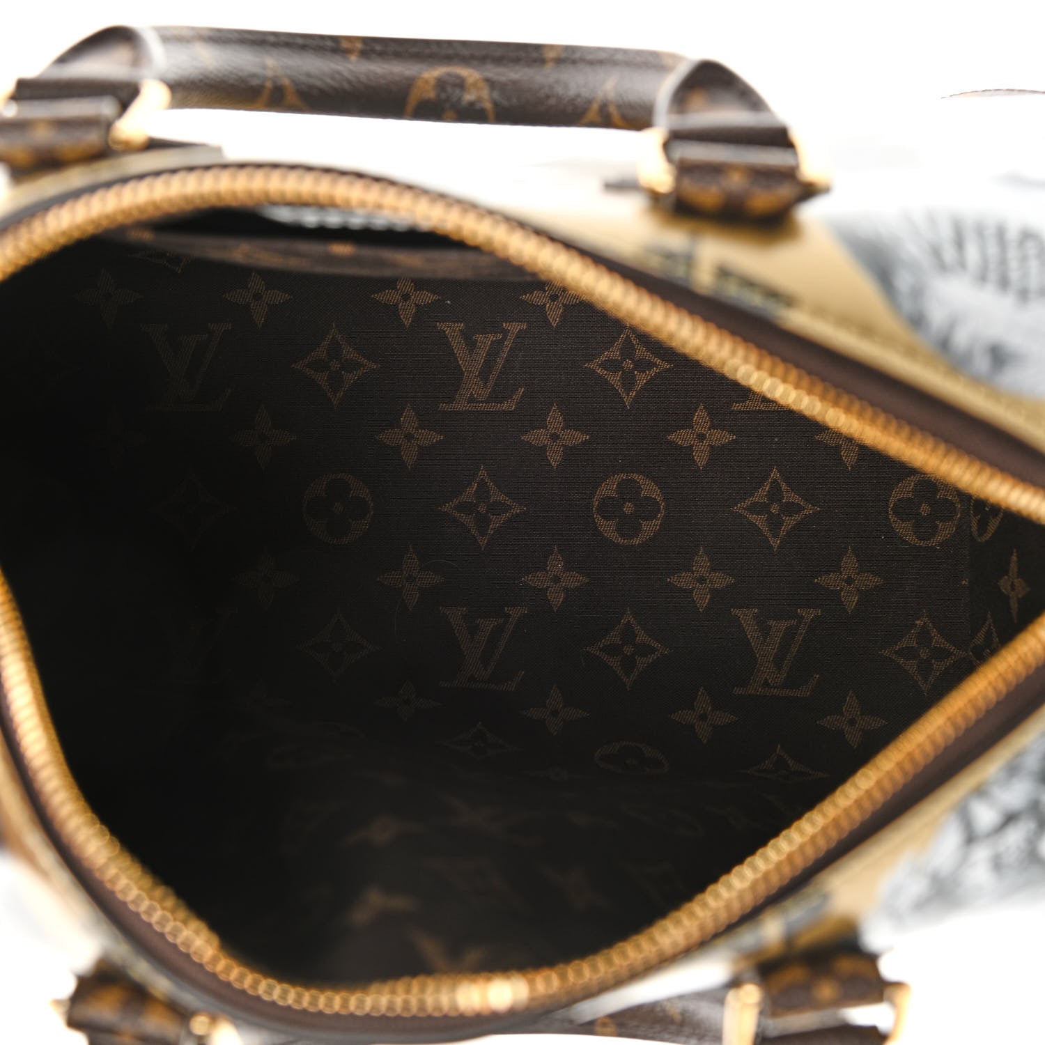 Louis Vuitton X FORNASETTI Calfskin Fornasetti Speedy Bandouliere 25 Gold 5 of 9