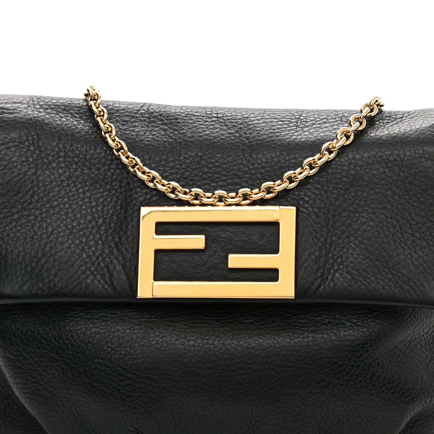 Vitello Flamingo Fendista Pouchette Crossbody Black