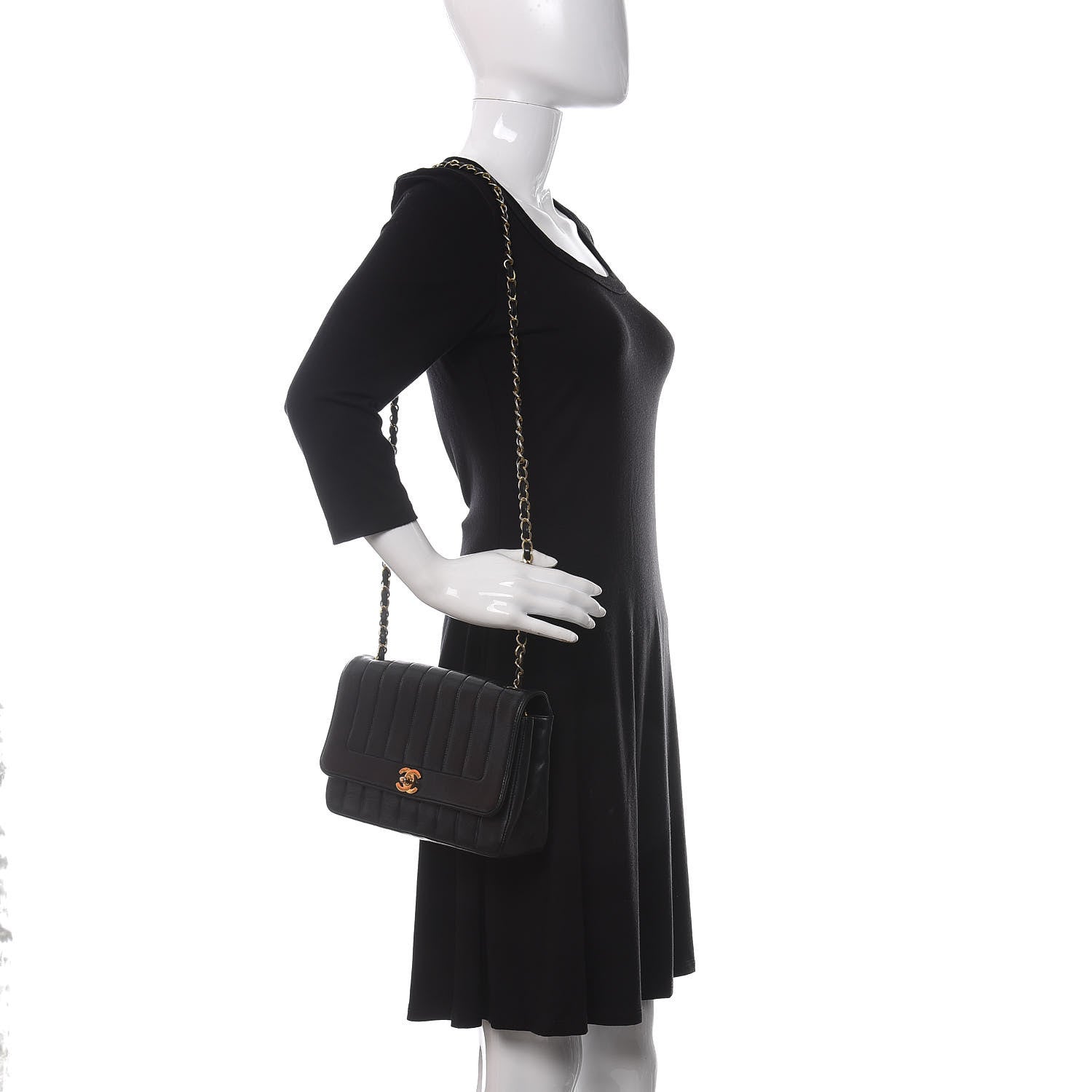 Chanel Lambskin Vertical Quilted Medium Single Flap Black 2 of 10