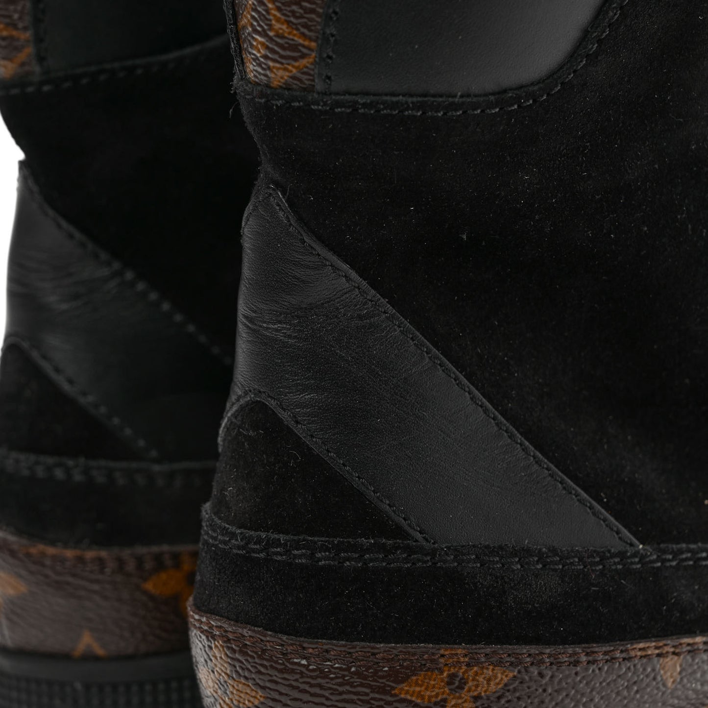 Suede Calfskin Monogram Laureate Platform Desert Boots 38 Black