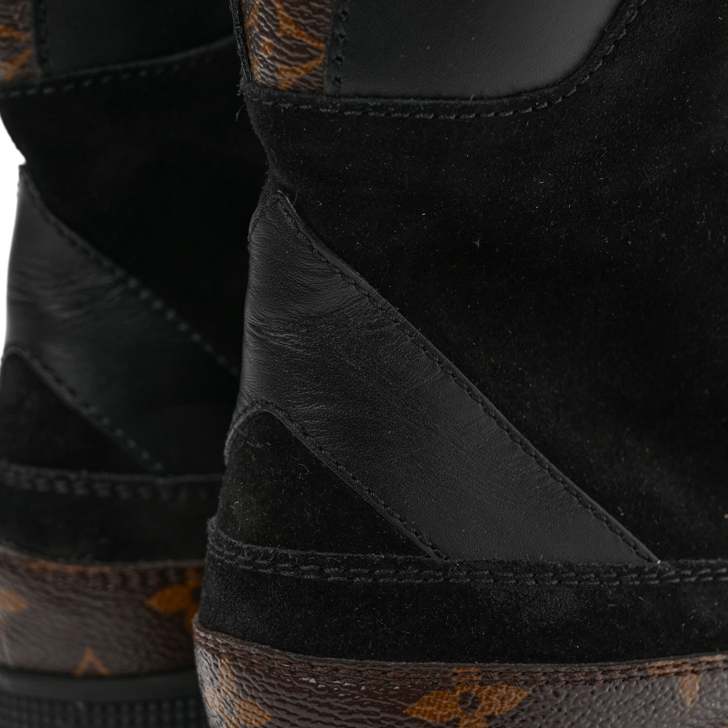Louis Vuitton Suede Calfskin Monogram Laureate Platform Desert Boots 38 Black 8 of 10